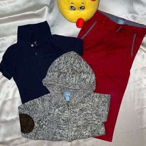 BUNDLE babyGap Hoodie Sweater, Polo & Red Pants 3T